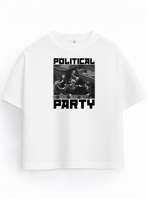 Оверсайз Футболка "Political party" Біла 